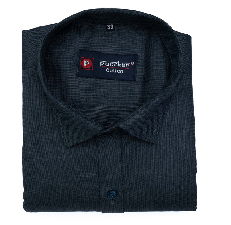Black Color Polyester Shirt For Men - Punekar Cotton