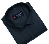 Black Color Polyester Shirt For Men - Punekar Cotton