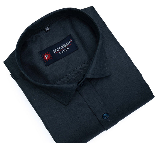 Black Color Polyester Shirt For Men - Punekar Cotton