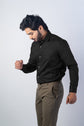 Black Color vertical Cotton stripe Shirt For Men - Punekar Cotton