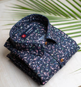 Black Pink Color floral Moroccan print Shirt For Men - Punekar Cotton