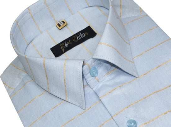 Blue Color 3D Lining Cotton Shirts For Men's - Punekar Cotton