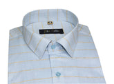 Blue Color 3D Lining Cotton Shirts For Men's - Punekar Cotton