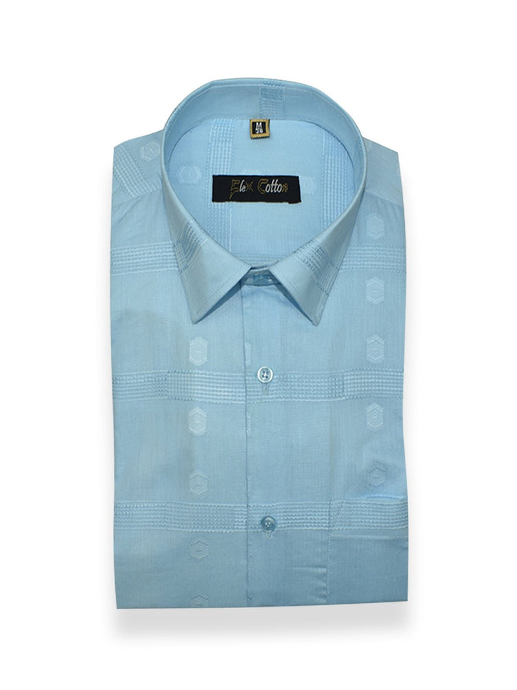 Blue Color Cotton Embroidery Butta Patta Shirts For Men’s - Punekar Cotton