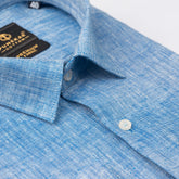 Blue Color Prime Linen Shirt For Men - Punekar Cotton