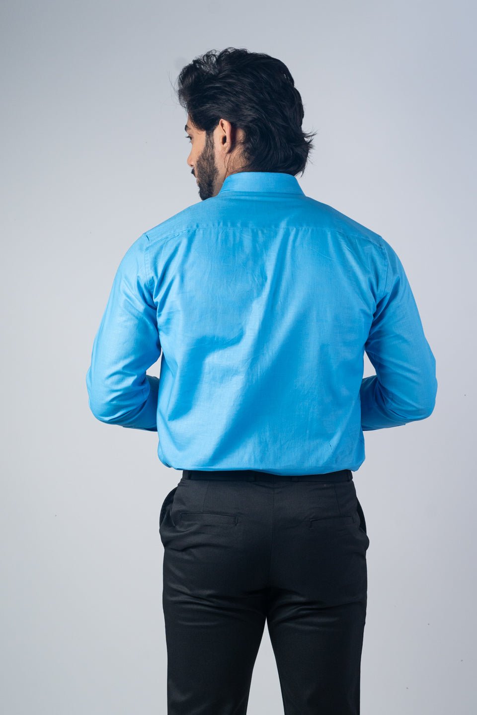 Blue Color Solid Pure Cotton For Men - Punekar Cotton