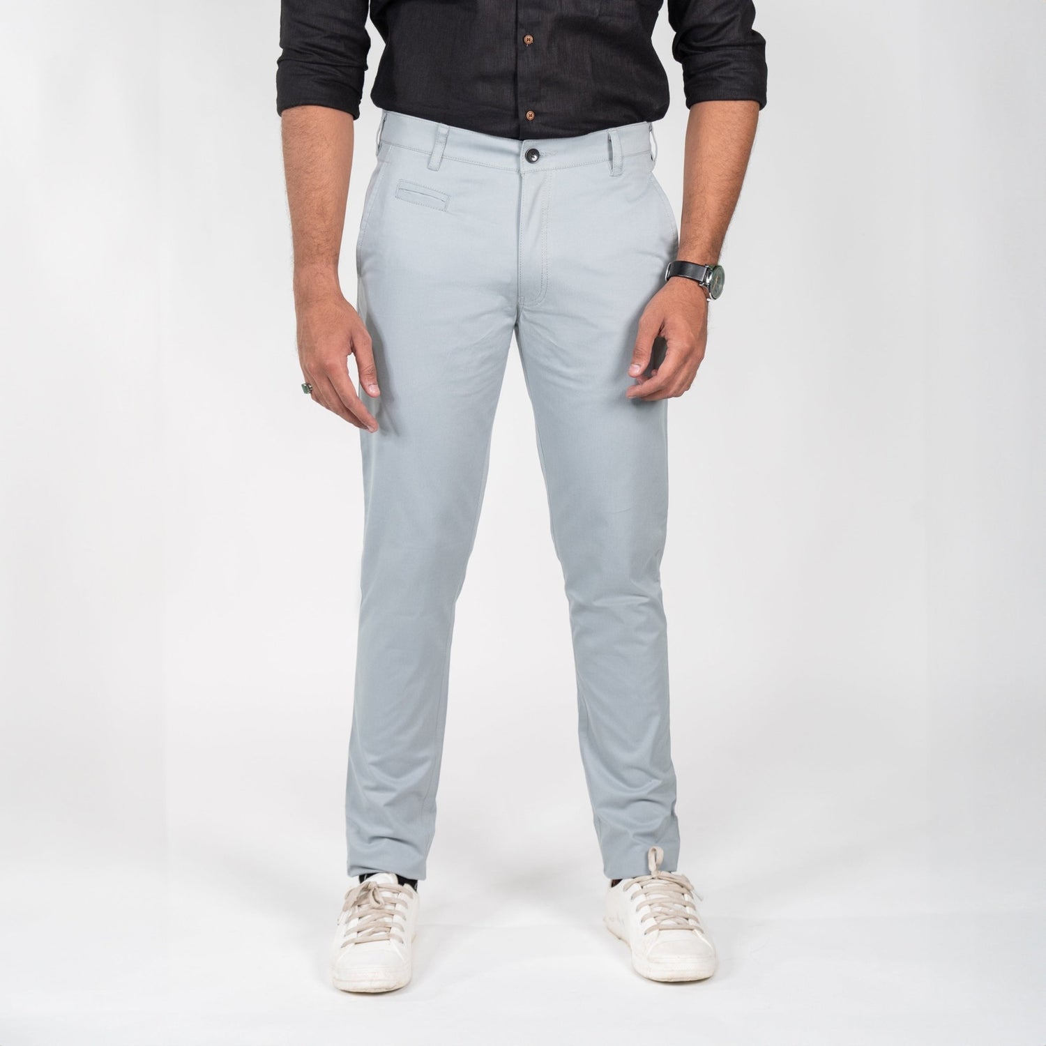 Blue Grey Color Cotton Trouser Pants for Men - Punekar Cotton