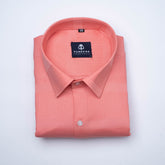 Brick Pink Color Pure Cotton Wide Stripe Shirt For Men - Punekar Cotton