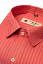 Brick Pink Color vertical Cotton stripe Shirt For Men - Punekar Cotton