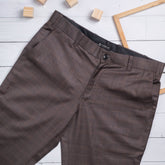 Brown color check blend cotton trousers pant for men - Punekar Cotton
