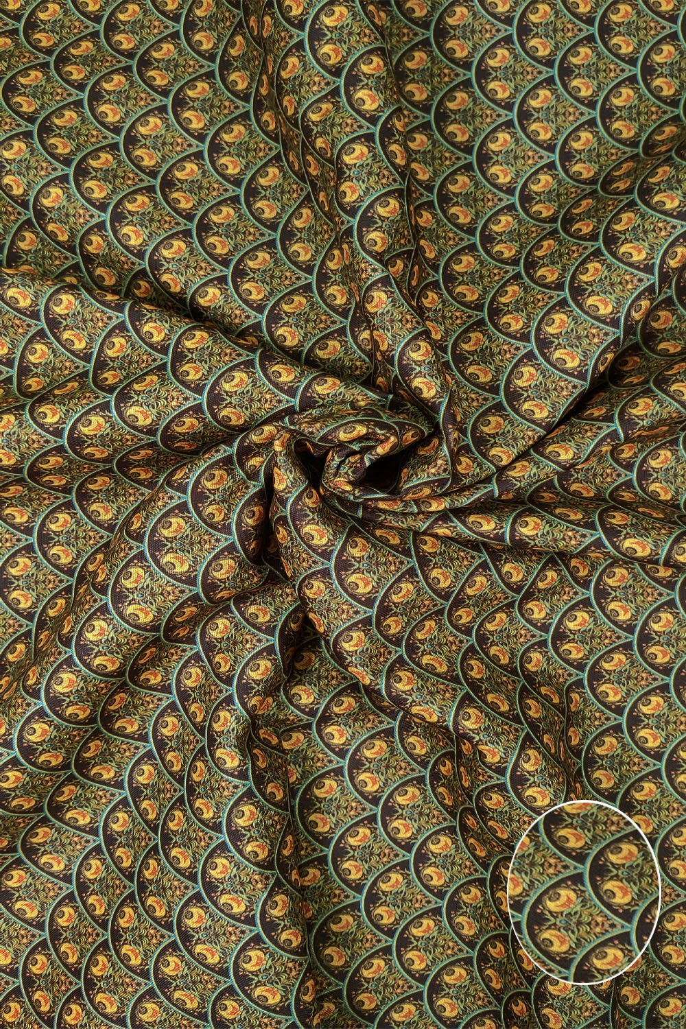 Brown Color Printed Unstitched Linen Fabric - Punekar Cotton