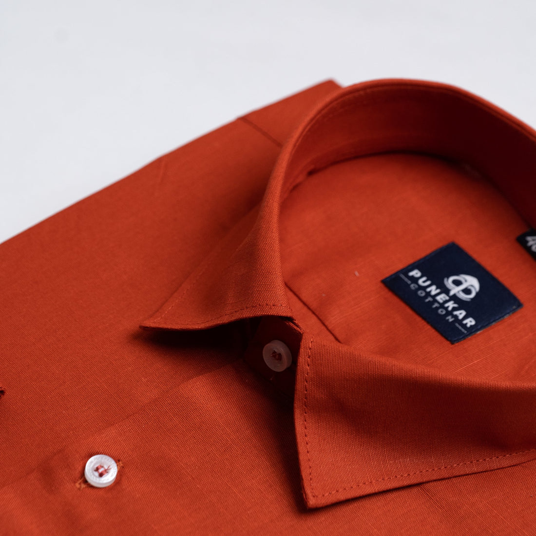 Burnt Orange Color Solid Pure Cotton For Men - Punekar Cotton