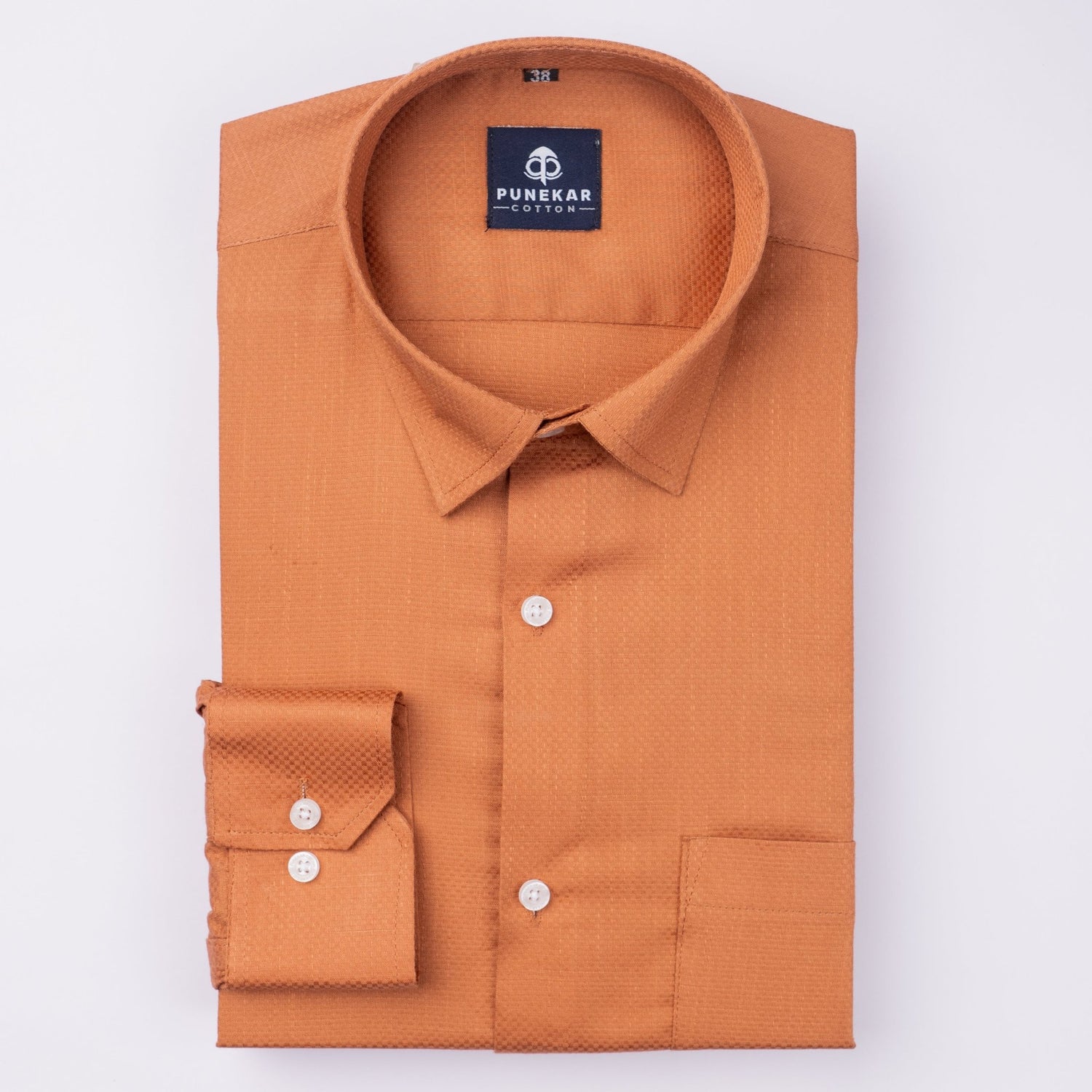 Copper Color Dobby Cotton Shirt For Men - Punekar Cotton