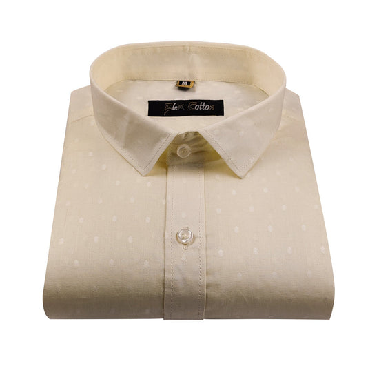 Cream Color 100% Cotton Lawn Finish Shirt For Men - Punekar Cotton