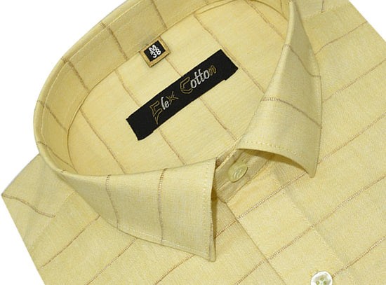 Cream Color 3D Lining Cotton Shirts For Men's - Punekar Cotton