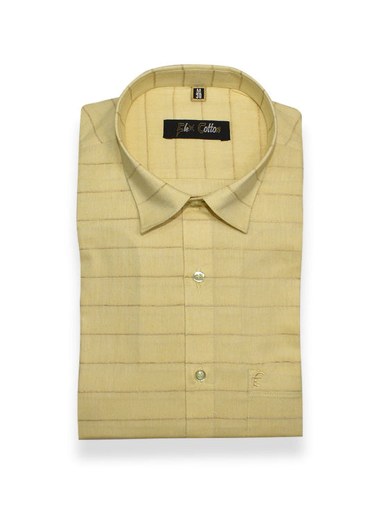 Cream Color 3D Lining Cotton Shirts For Men's - Punekar Cotton