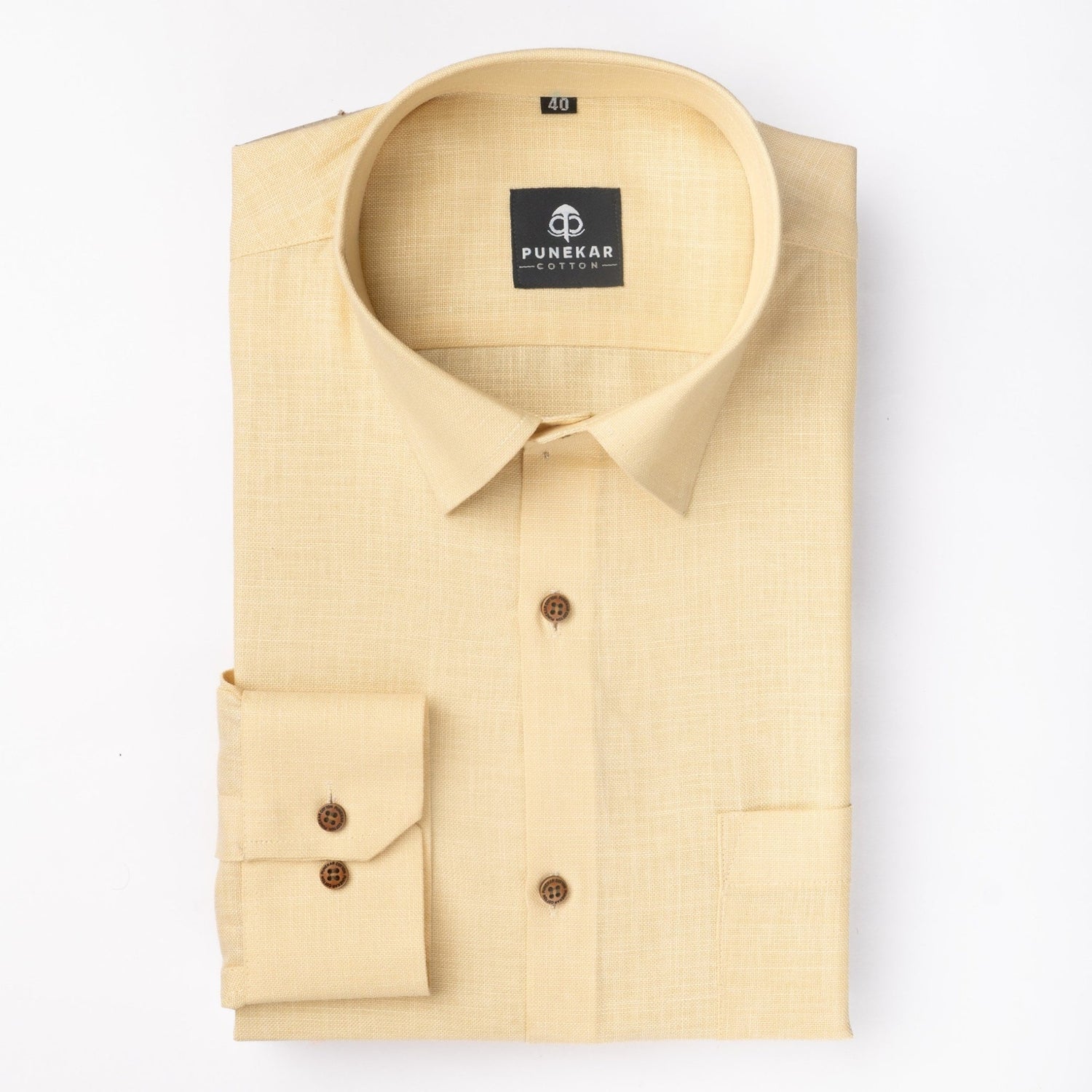 Cream Color Blended Linen Shirt For Men&