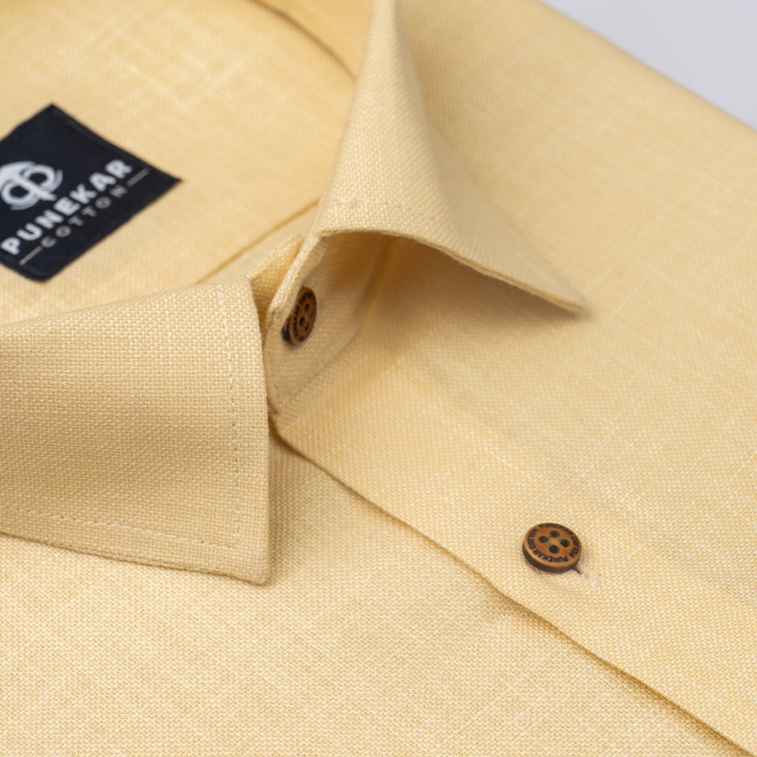 Cream Color Blended Linen Shirt For Men&