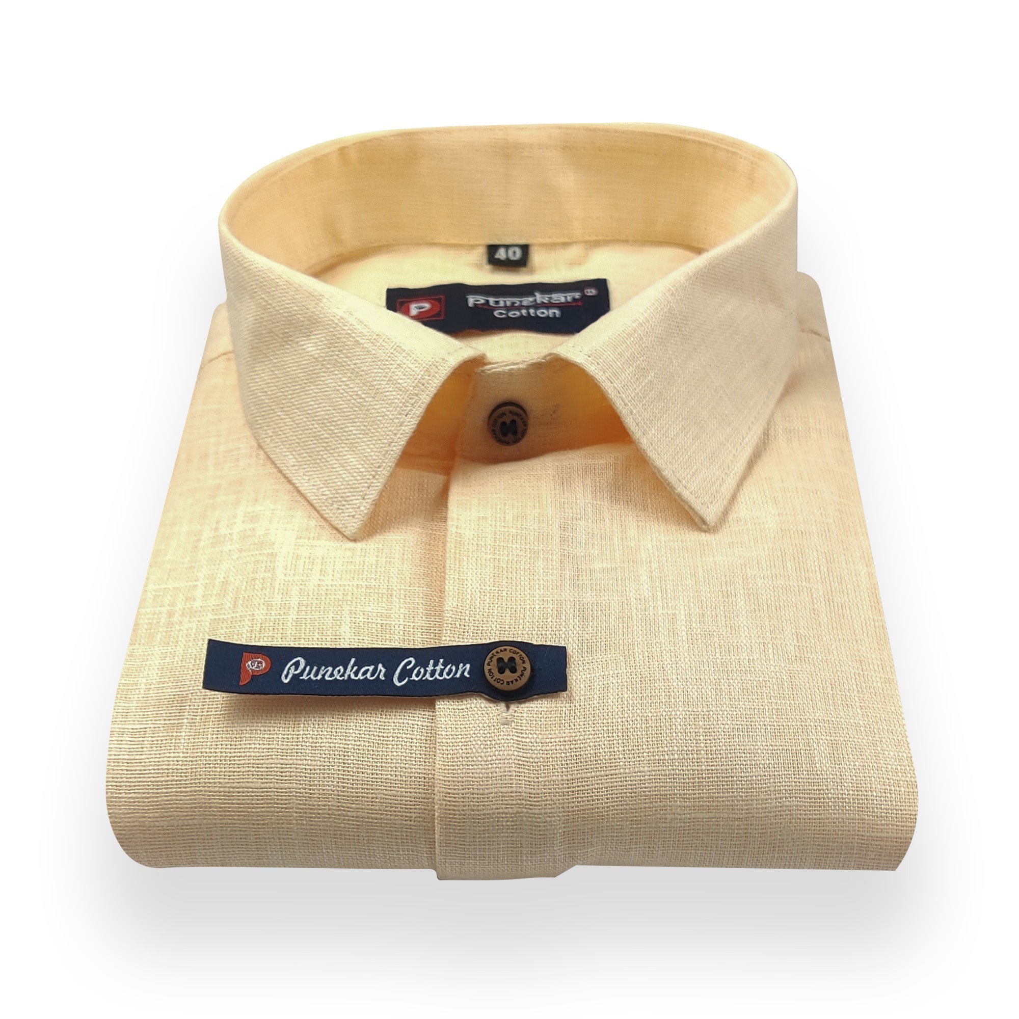 Cream Color Linenza Linen Formal Shirts For Men - Punekar Cotton