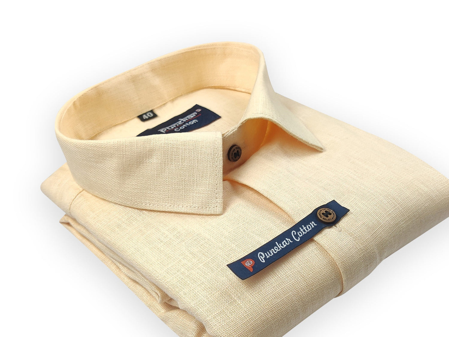 Cream Color Linenza Linen Formal Shirts For Men - Punekar Cotton