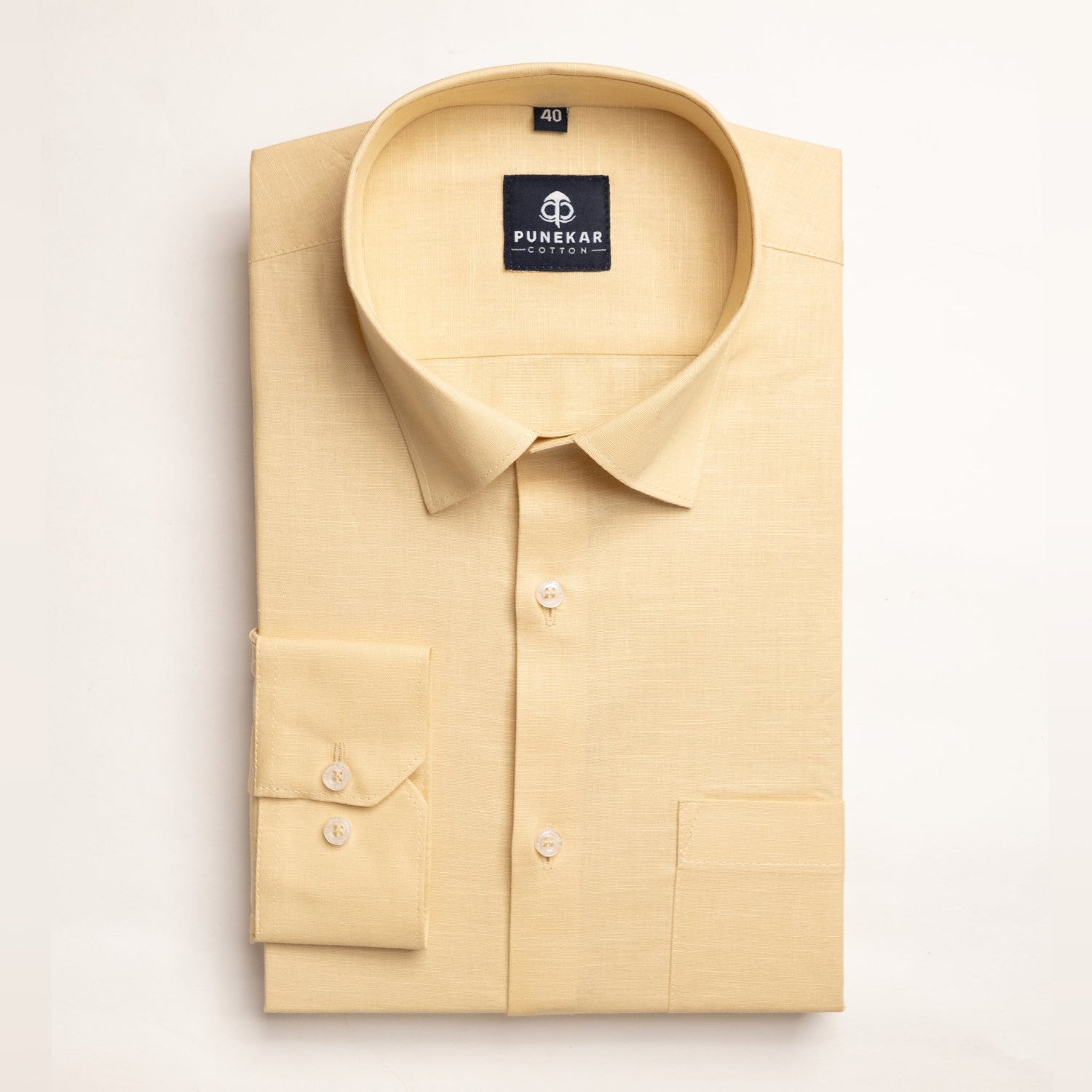 Cream Color Solid Pure Cotton For Men - Punekar Cotton