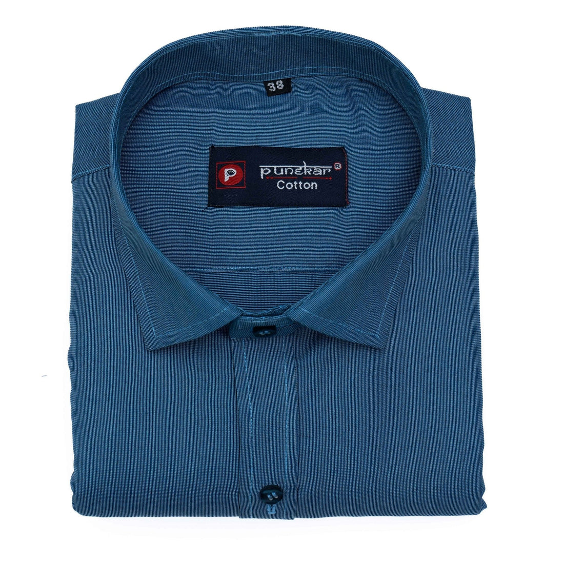 Dark Blue Color Polyester Shirt For Men - Punekar Cotton