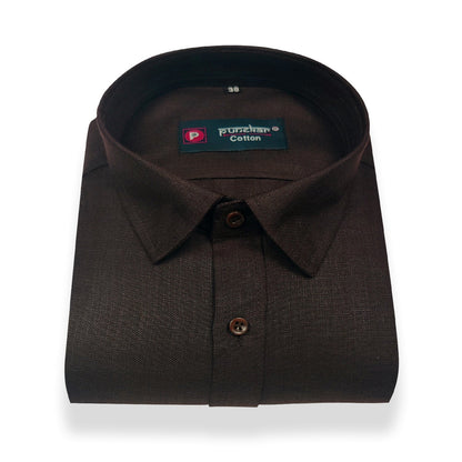 Dark Brown Color Blended Linen Shirt For Men&