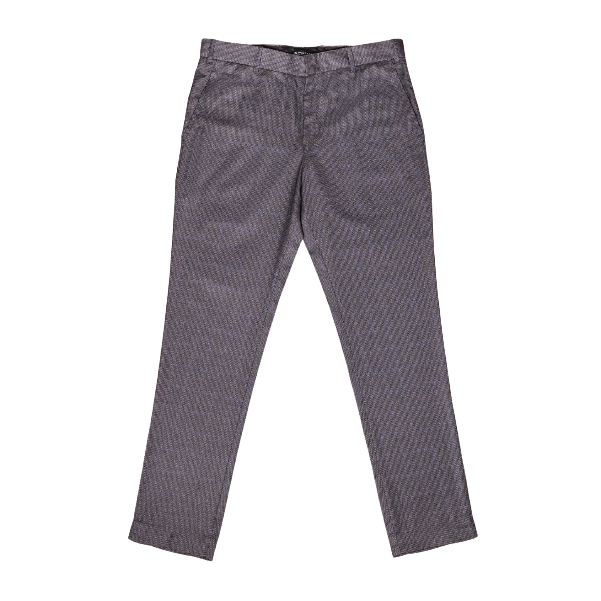Dark Brown color check blend cotton trousers pant for men - Punekar Cotton