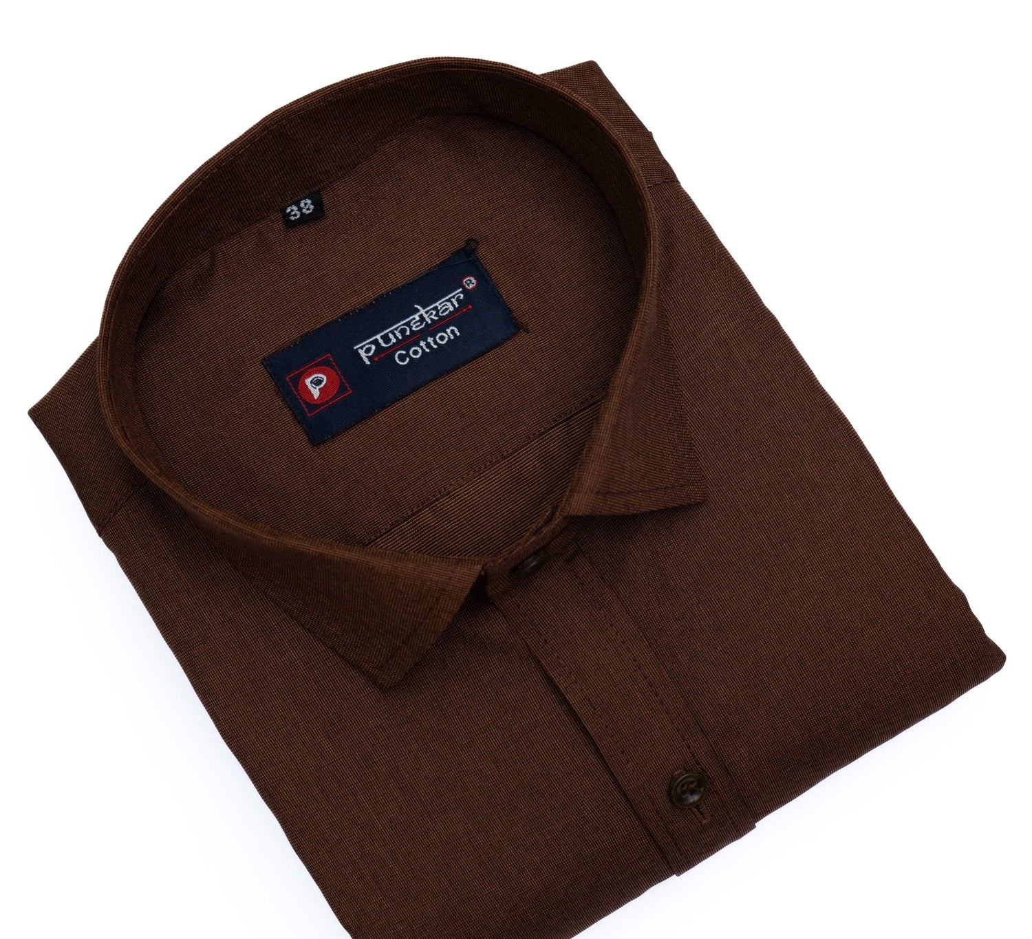 Dark Brown Color Polyester Shirt For Men - Punekar Cotton