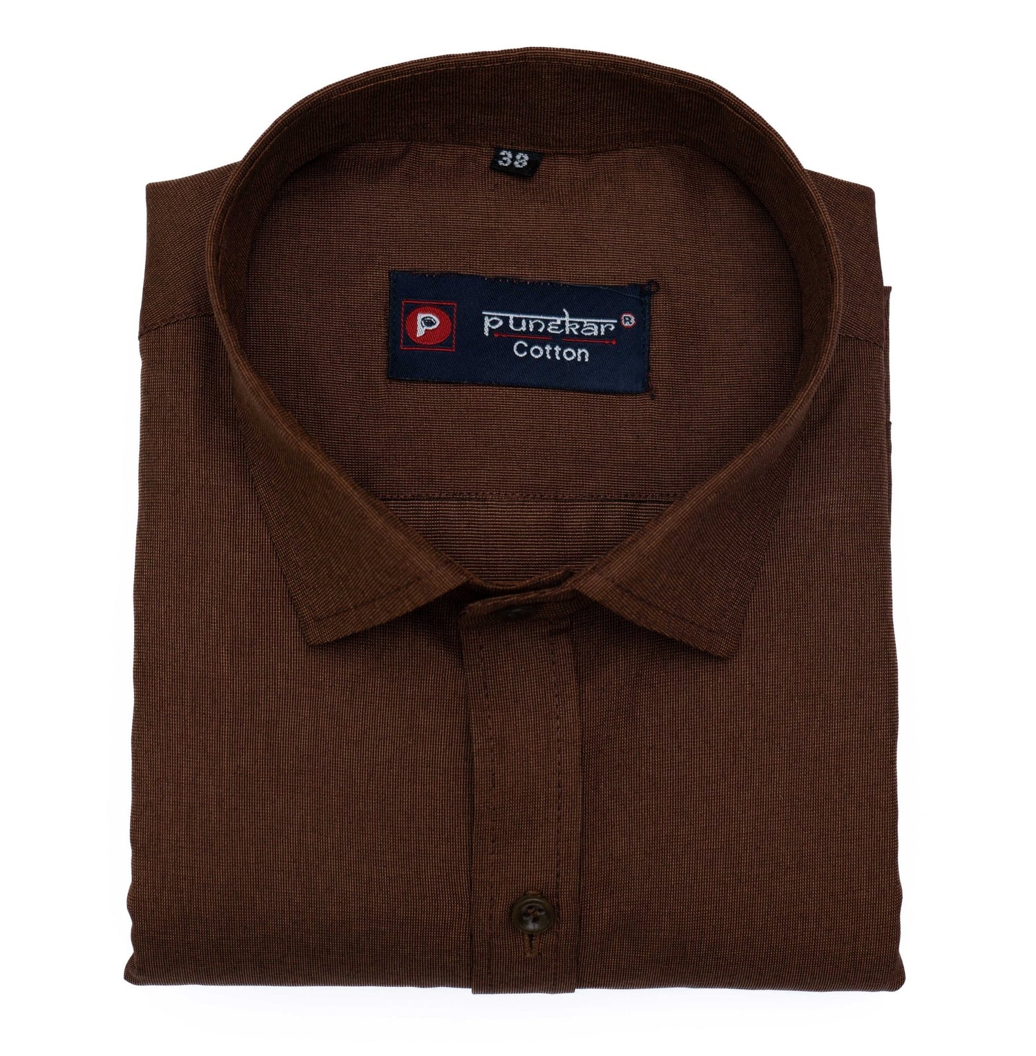 Dark Brown Color Polyester Shirt For Men - Punekar Cotton