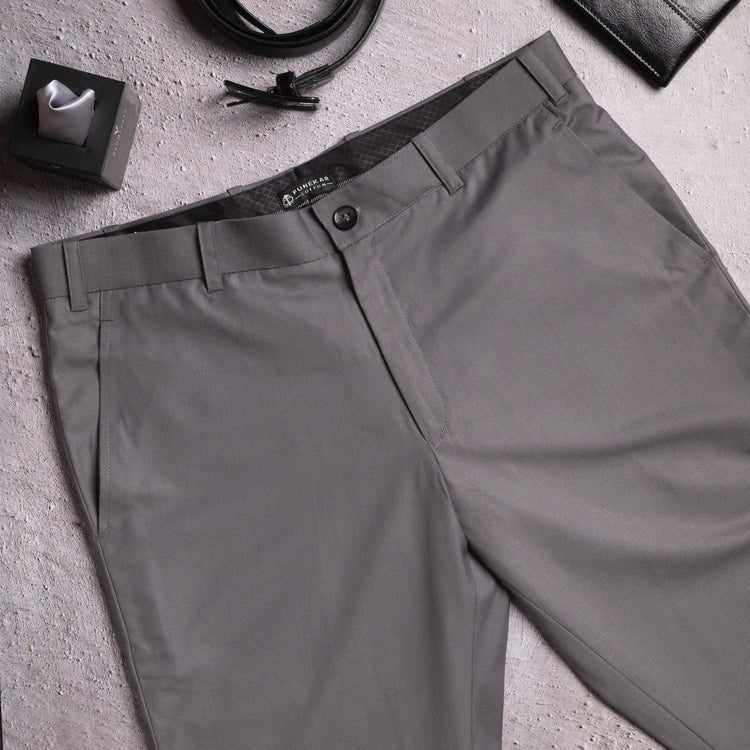 Dark Grey color blend cotton pant for men - Punekar Cotton