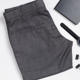 Dark Grey color check blend cotton trousers pant for men - Punekar Cotton