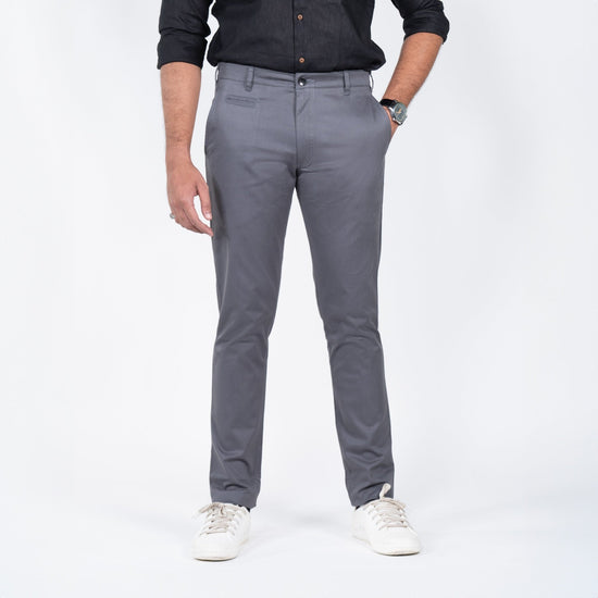 Dark Grey Color Cotton Trouser Pants for Men - Punekar Cotton