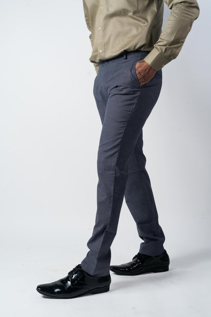 Dark Grey Color Dual Texture Blend Cotton Pant for Men - Punekar Cotton