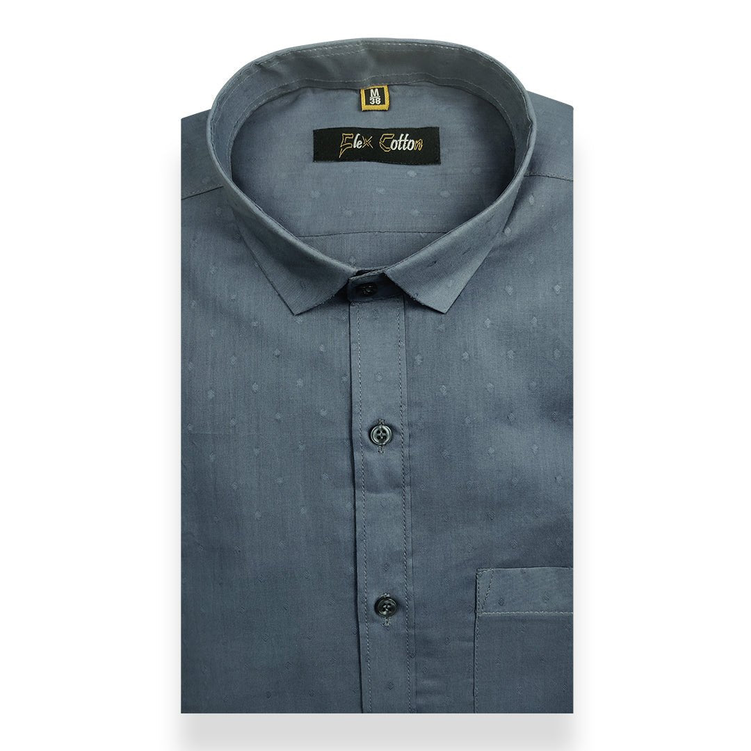 Dark Grey Color Paper Cotton Ready starch Shirt For Men - Punekar Cotton