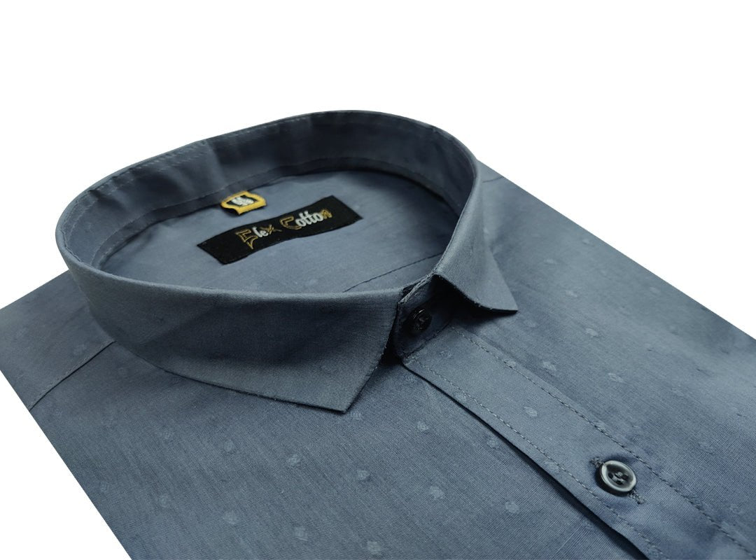 Dark Grey Color Paper Cotton Ready starch Shirt For Men - Punekar Cotton