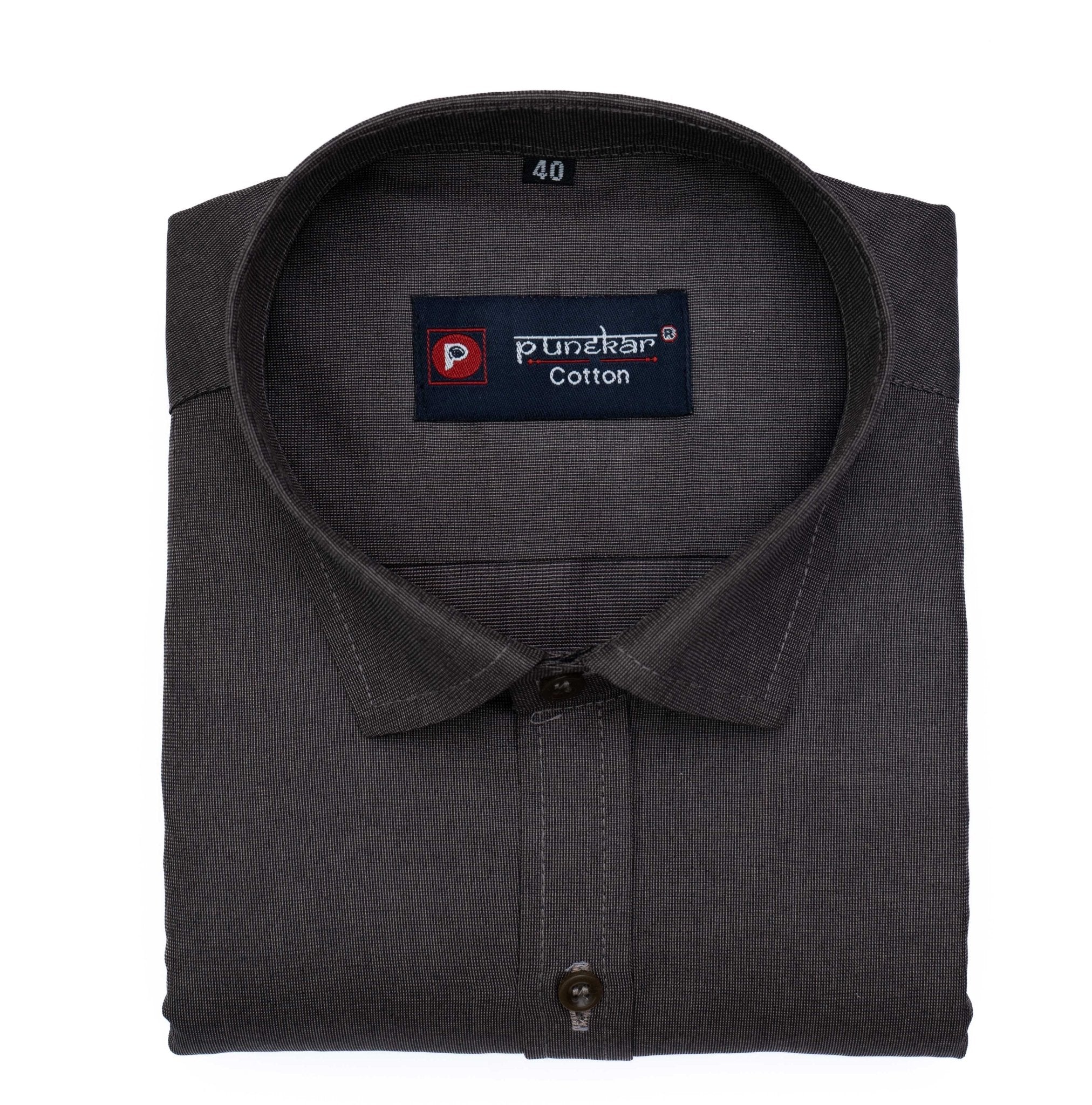 Dark Grey Color Polyester Shirt For Men - Punekar Cotton