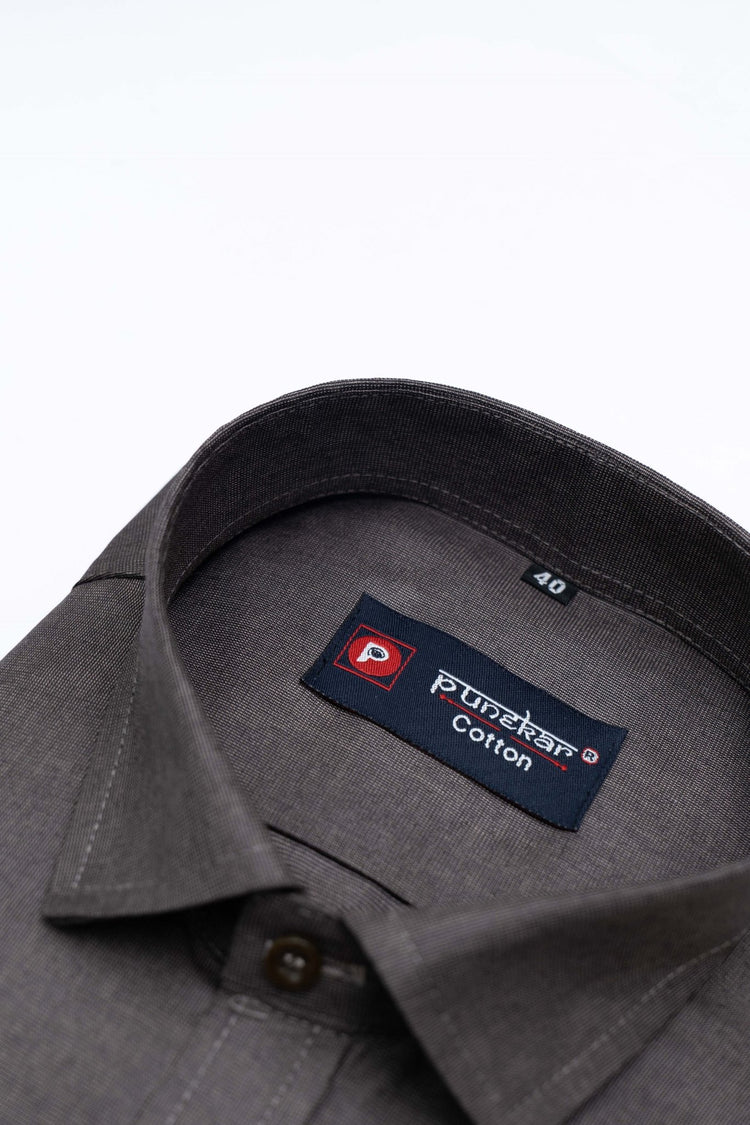 Dark Grey Color Polyester Shirt For Men - Punekar Cotton