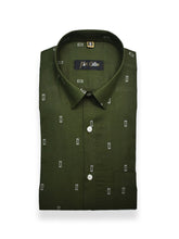Dark Mehendi Color Cotton Butta Shirts For Men's - Punekar Cotton