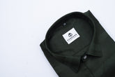 Dark Mehndi Color Pure Cotton Wide Stripe Shirt For Men - Punekar Cotton