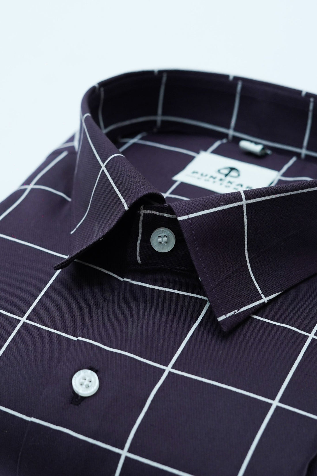 Dark Purple Color Big Checks Cotton Shirts For Men - Punekar Cotton