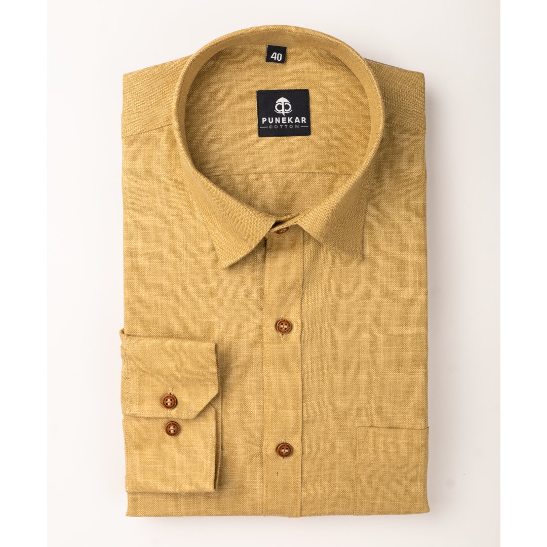 Font Color Blended Linen Shirt For Men&