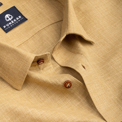 Font Color Blended Linen Shirt For Men&