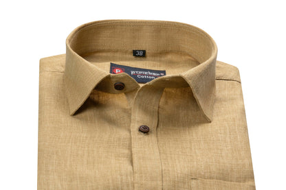 Font Color Blended Linen Shirt For Men&