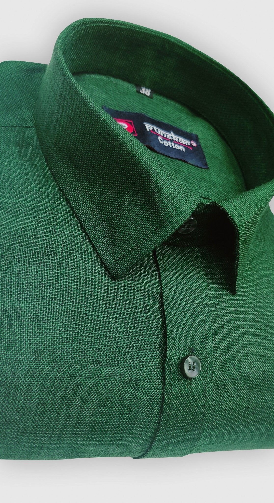 Forest Green Color Blended Linen Shirt For Men&