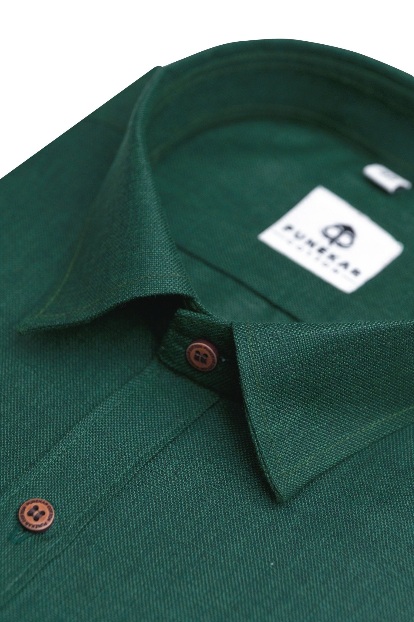 Forest Green Color Blended Linen Shirt For Men&