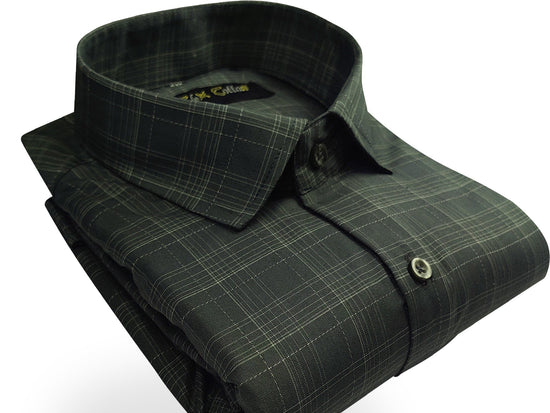 Forest Green Color Poly Cotton Casual Checked Shirt For Men - Punekar Cotton
