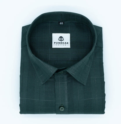 Forest Green Color Pure Cotton Shirts For Men - Punekar Cotton