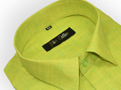 Green Color Dual Tone Matty Cotton Shirt For Men&