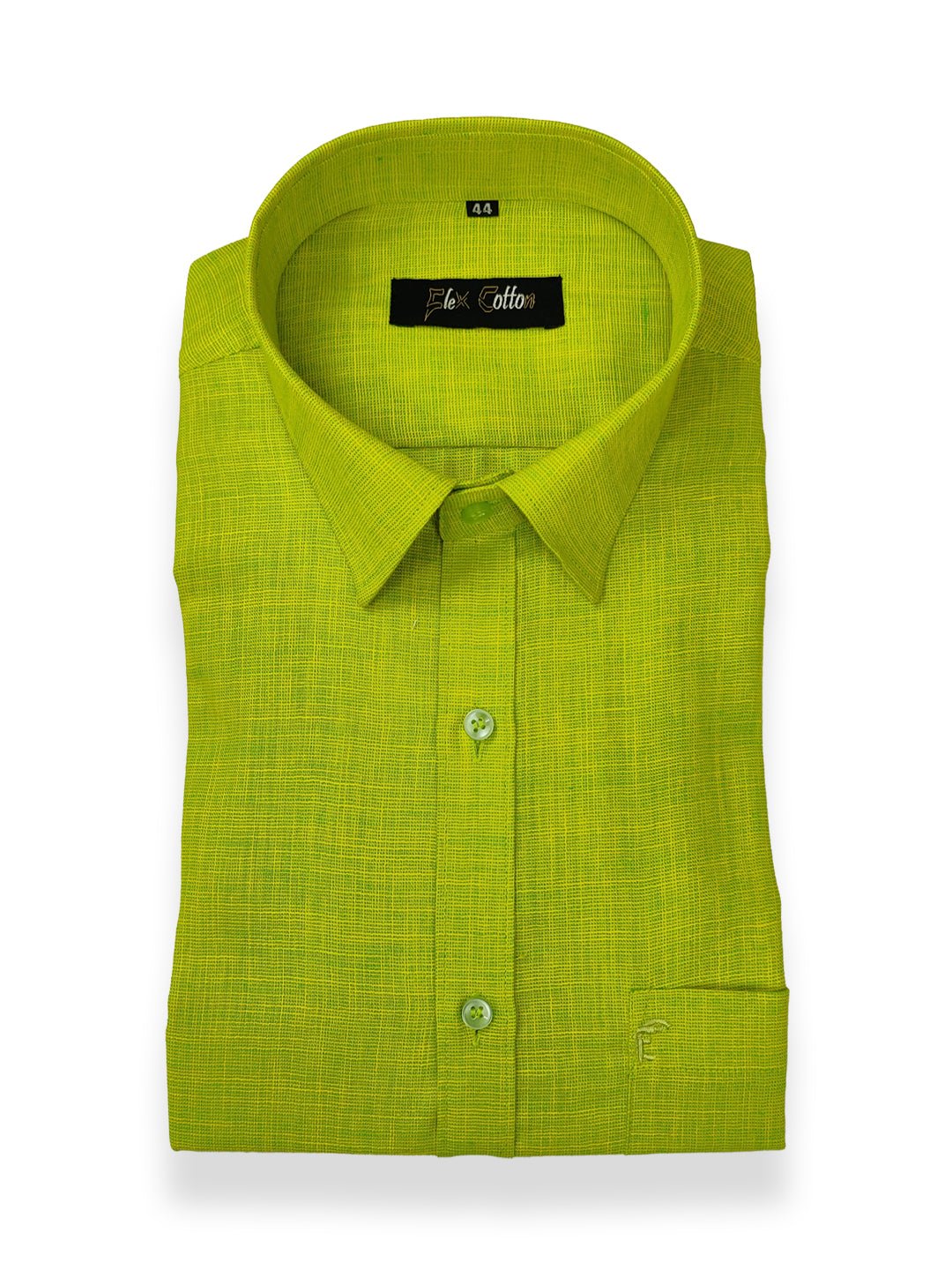 Green Color Dual Tone Matty Cotton Shirt For Men&